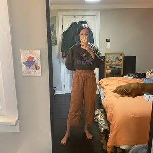 Elastic waist wide leg pants
